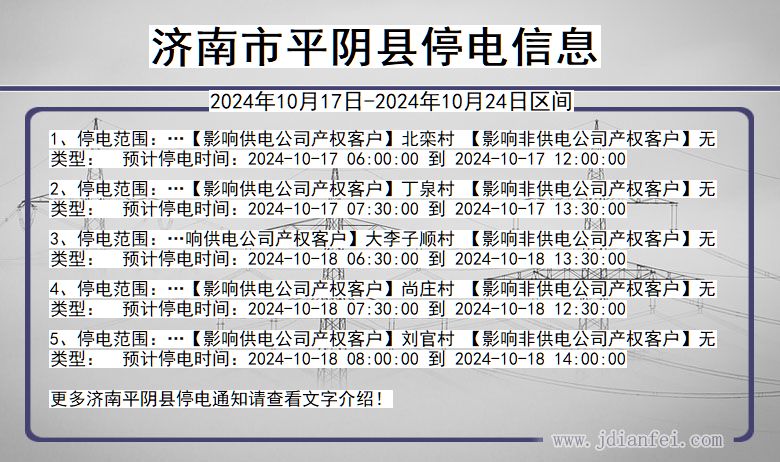 山东省济南平阴停电通知