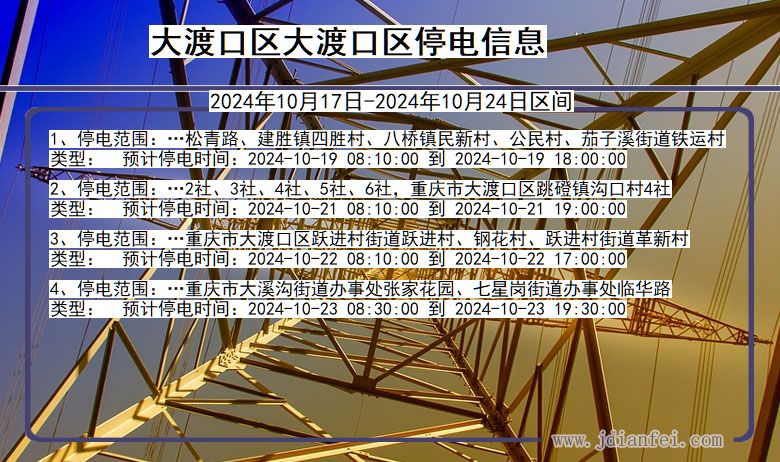 重庆市大渡口区大渡口停电通知