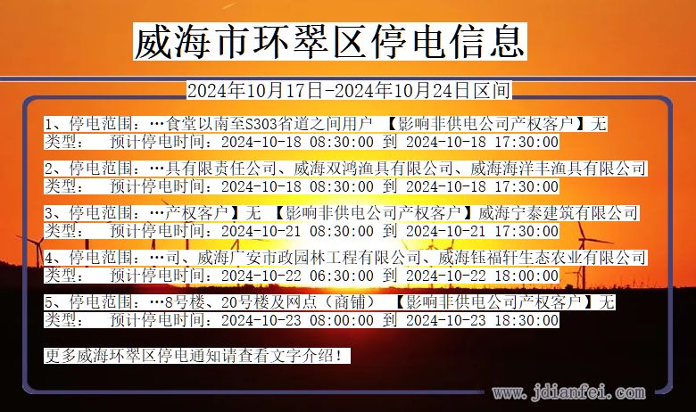 山东省威海环翠停电通知