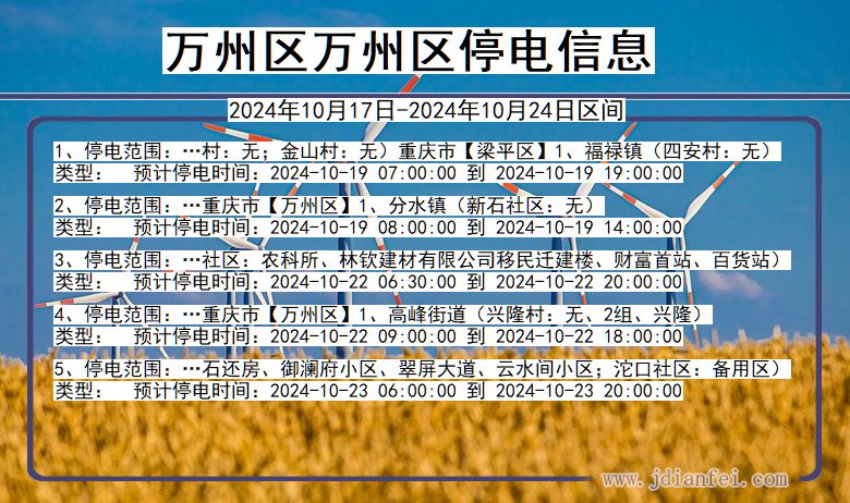 重庆市万州区万州停电通知