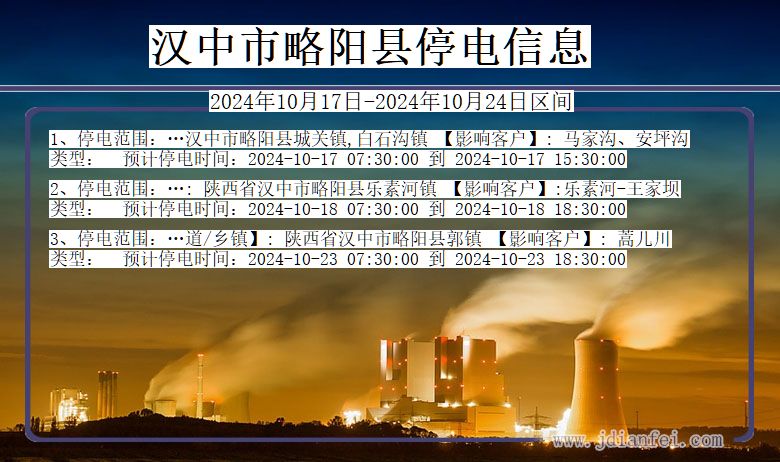 陕西省汉中略阳停电通知