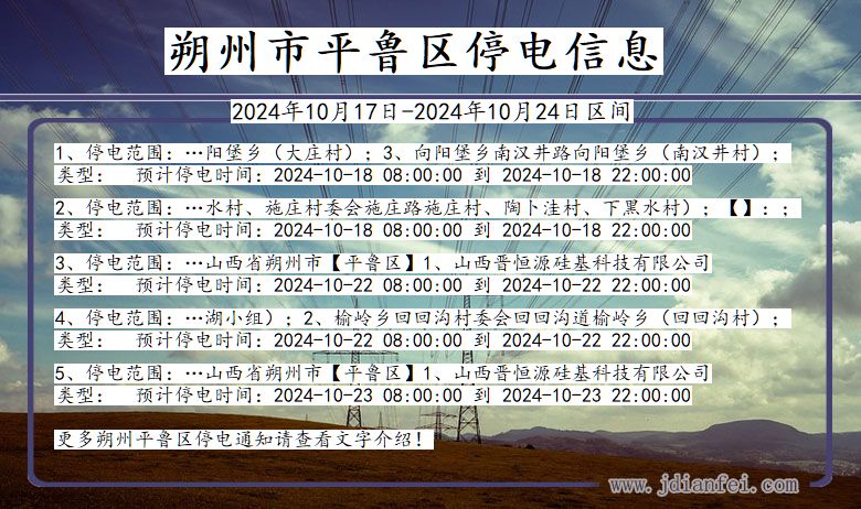 山西省朔州平鲁停电通知