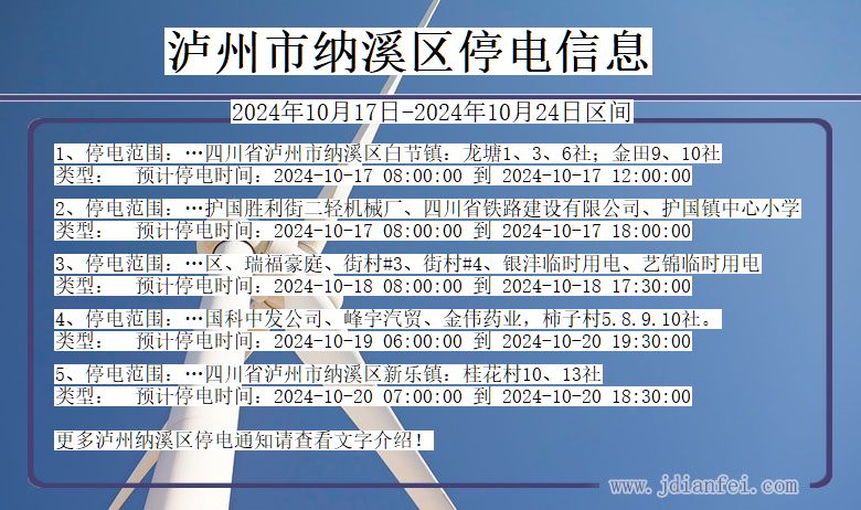 四川省泸州纳溪停电通知