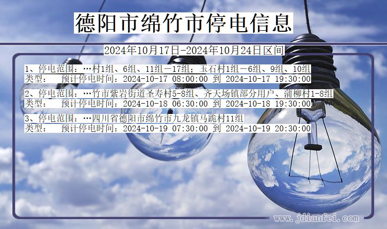 四川省德阳绵竹停电通知