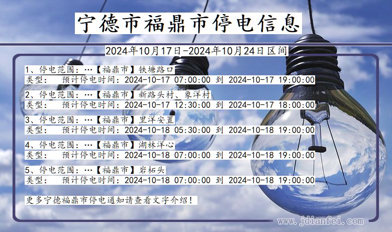 福建省宁德福鼎停电通知