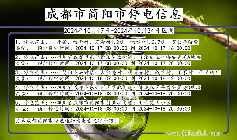 四川省成都简阳停电通知