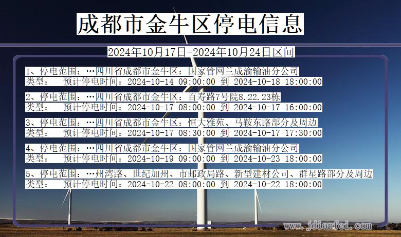 四川省成都金牛停电通知