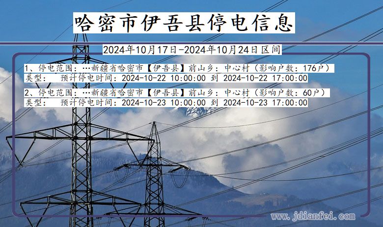 新疆维吾尔自治区哈密伊吾停电通知