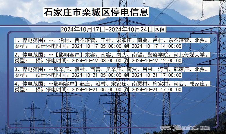 河北省石家庄栾城停电通知