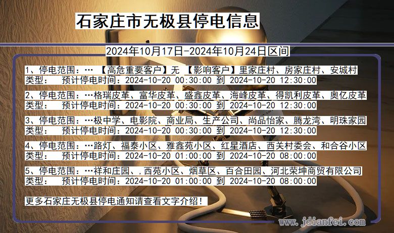 河北省石家庄无极停电通知