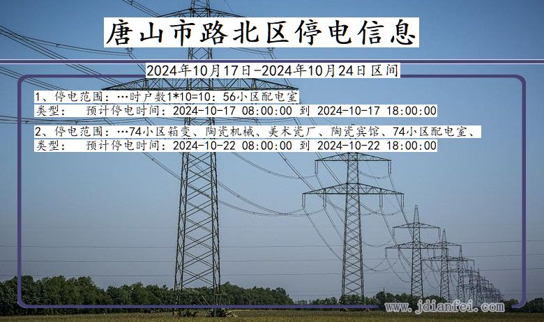 河北省唐山路北停电通知