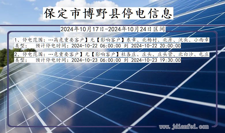 河北省保定博野停电通知