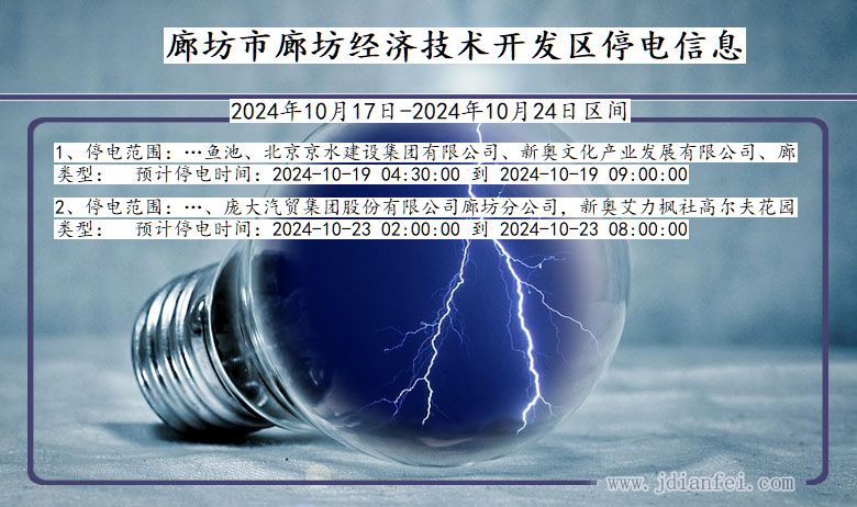 河北省廊坊廊坊经济技术开发停电通知