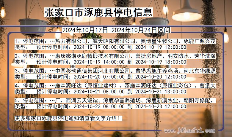 河北省张家口涿鹿停电通知