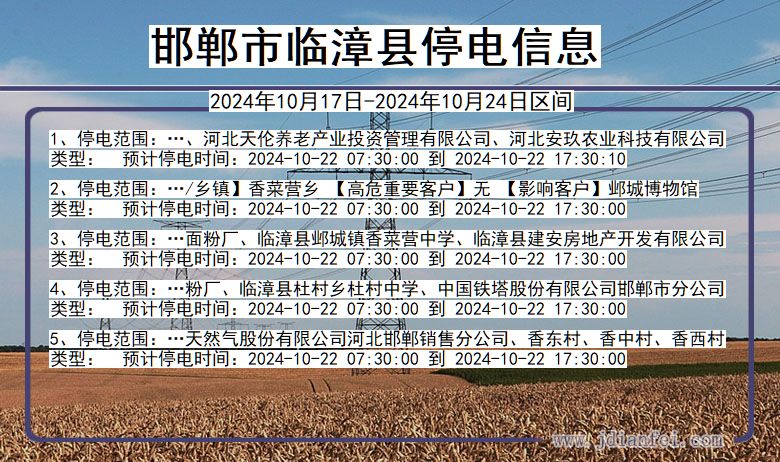 河北省邯郸临漳停电通知