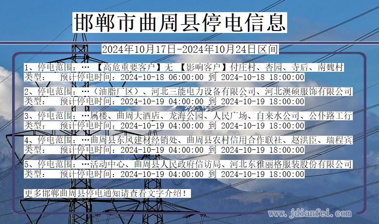 河北省邯郸曲周停电通知