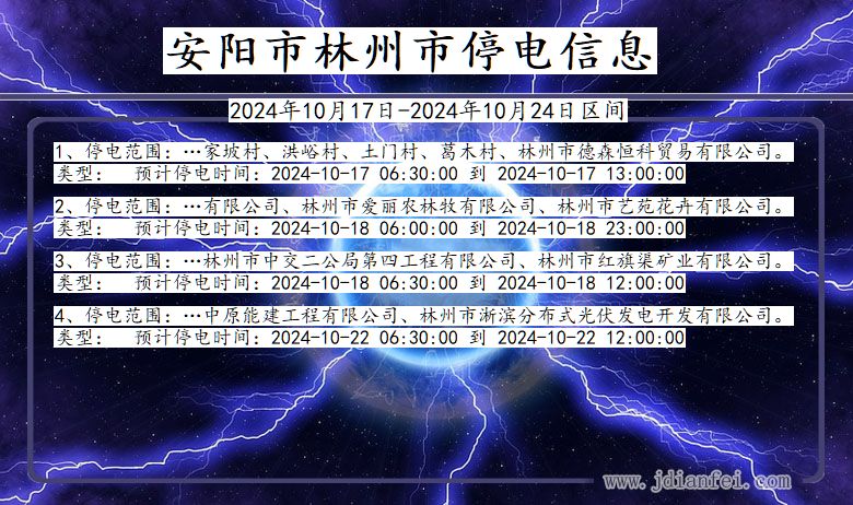 河南省安阳林州停电通知