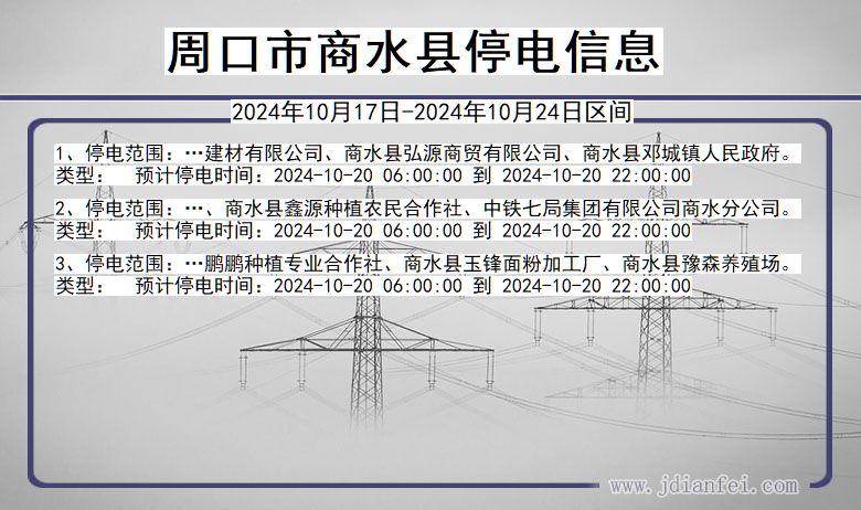 河南省周口商水停电通知