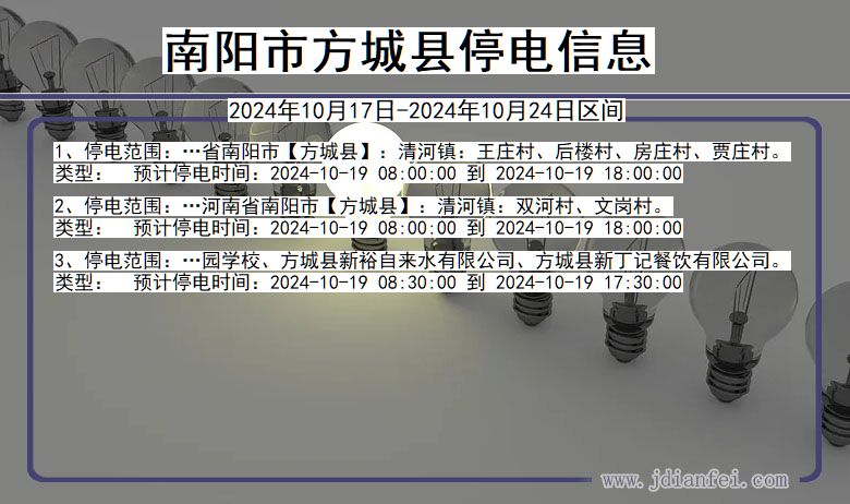 河南省南阳方城停电通知