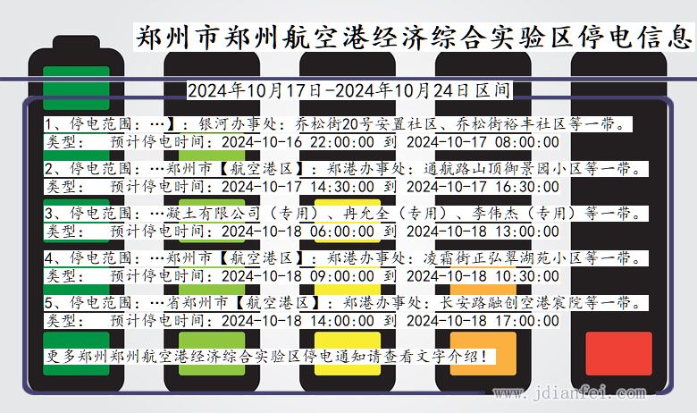 河南省郑州郑州航空港经济综合实验停电通知