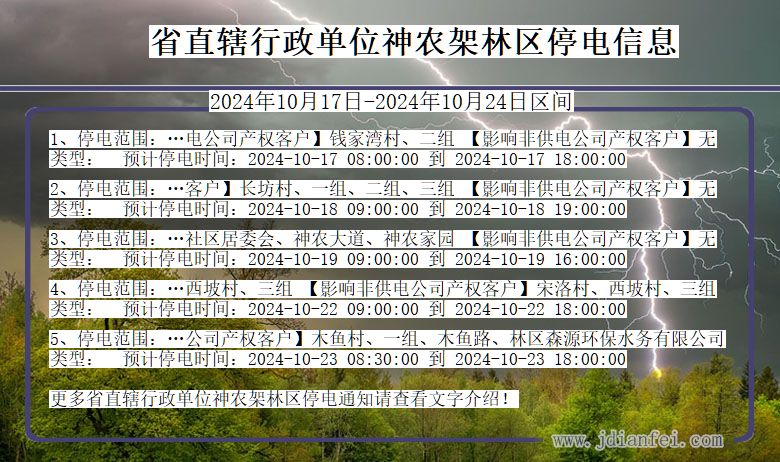 湖北省省直辖行政单位神农架林停电通知