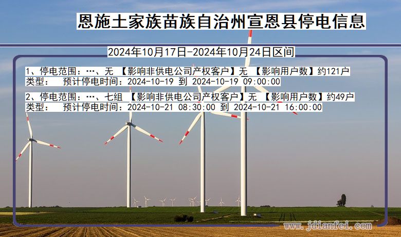 湖北省恩施宣恩停电通知