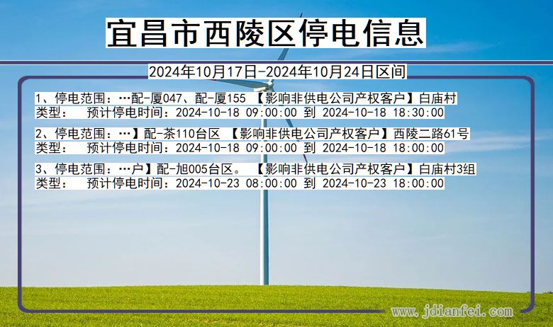 湖北省宜昌西陵停电通知