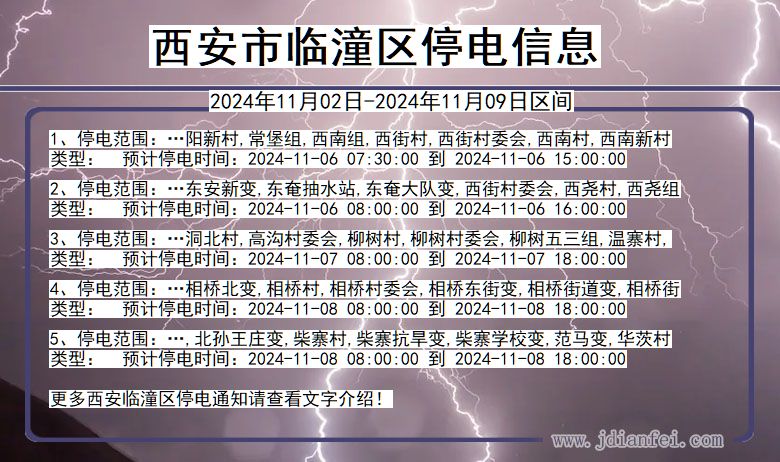 陕西省西安临潼停电通知