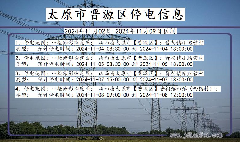 山西省太原晋源停电通知