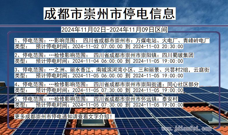 四川省成都崇州停电通知