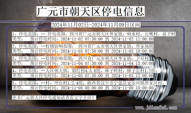 四川省广元朝天停电通知