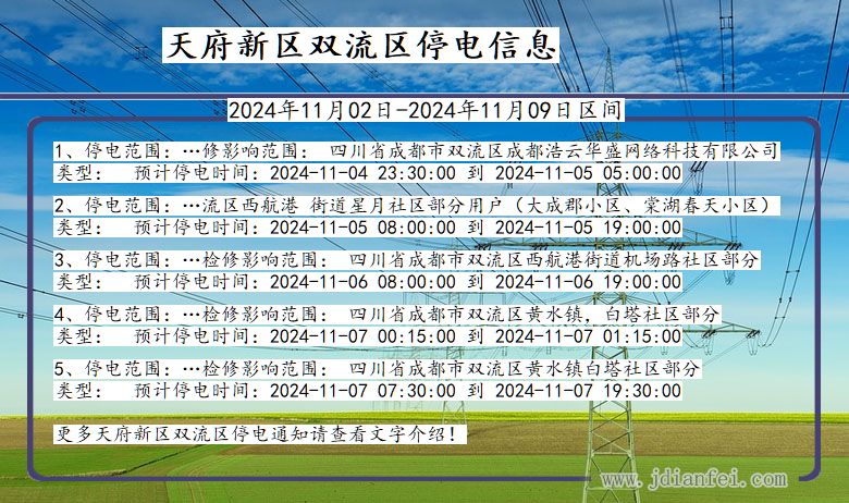 四川省天府新区双流停电通知