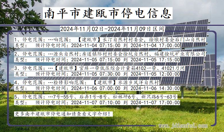 福建省南平建瓯停电通知