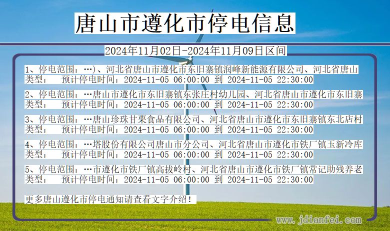 河北省唐山遵化停电通知