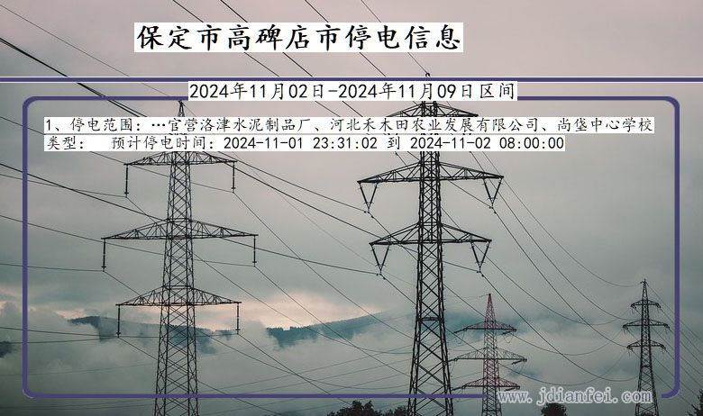 河北省保定高碑店停电通知