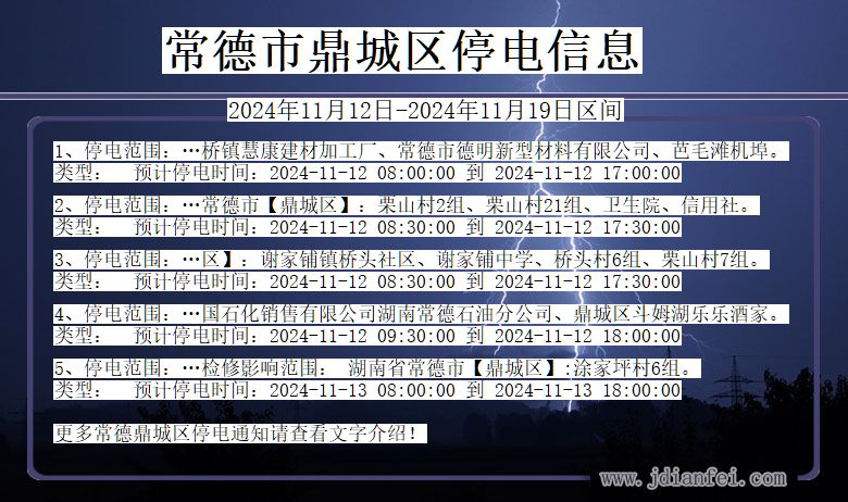 湖南省常德鼎城停电通知