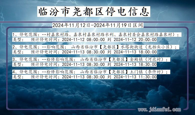 山西省临汾尧都停电通知