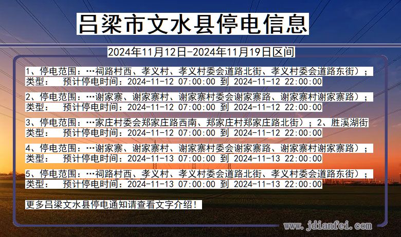 山西省吕梁文水停电通知