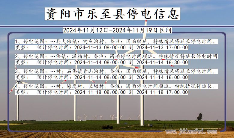 四川省资阳乐至停电通知