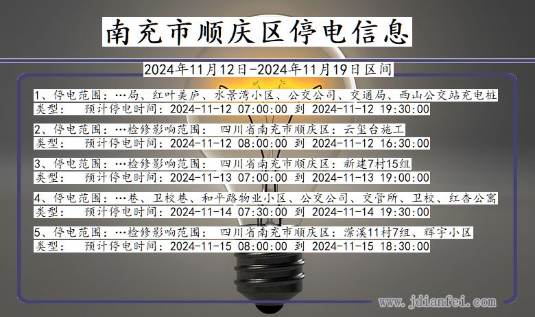 四川省南充顺庆停电通知