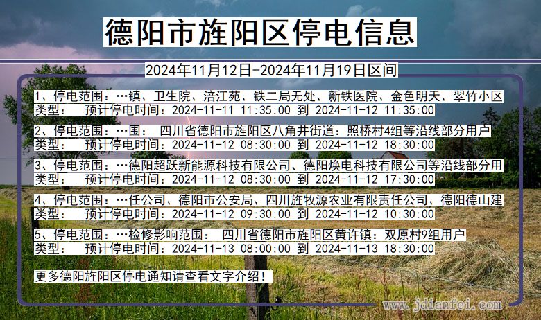 四川省德阳旌阳停电通知