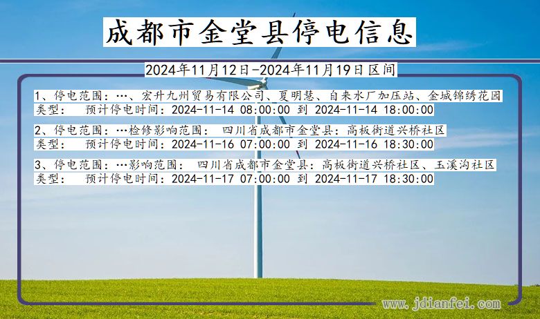 四川省成都金堂停电通知