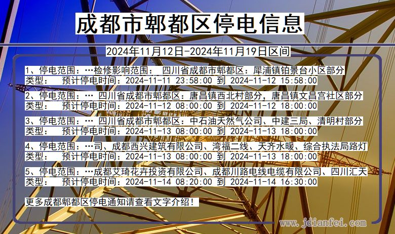 四川省成都郫都停电通知