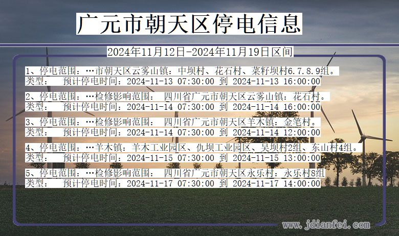 四川省广元朝天停电通知