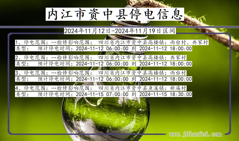 四川省内江资中停电通知