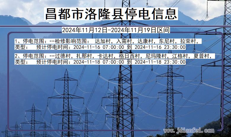 西藏自治区昌都洛隆停电通知