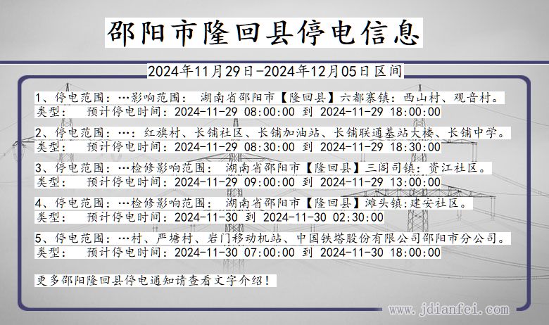 湖南省邵阳隆回停电通知