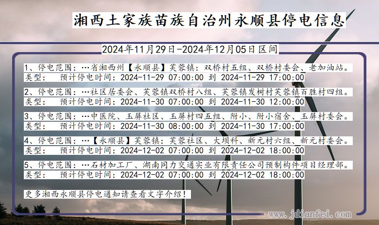 湖南省湘西永顺停电通知