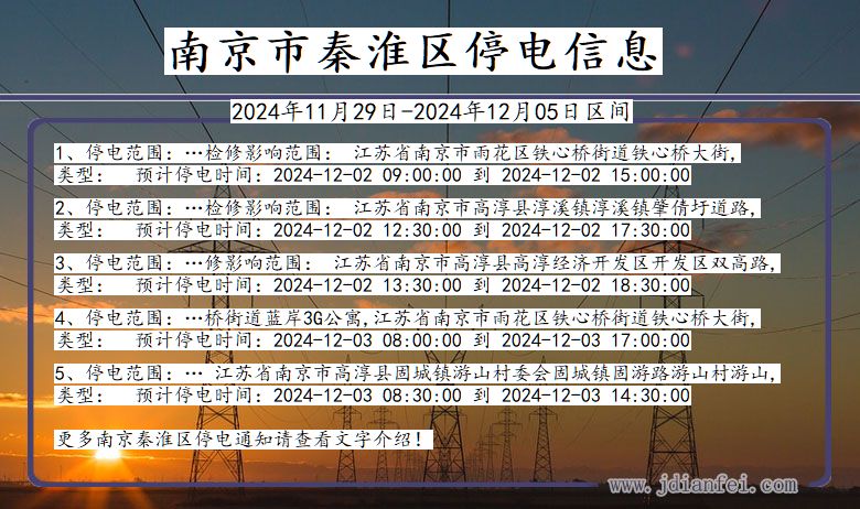 江苏省南京秦淮停电通知