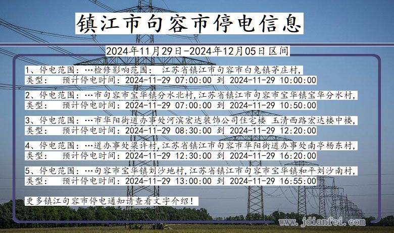 江苏省镇江句容停电通知